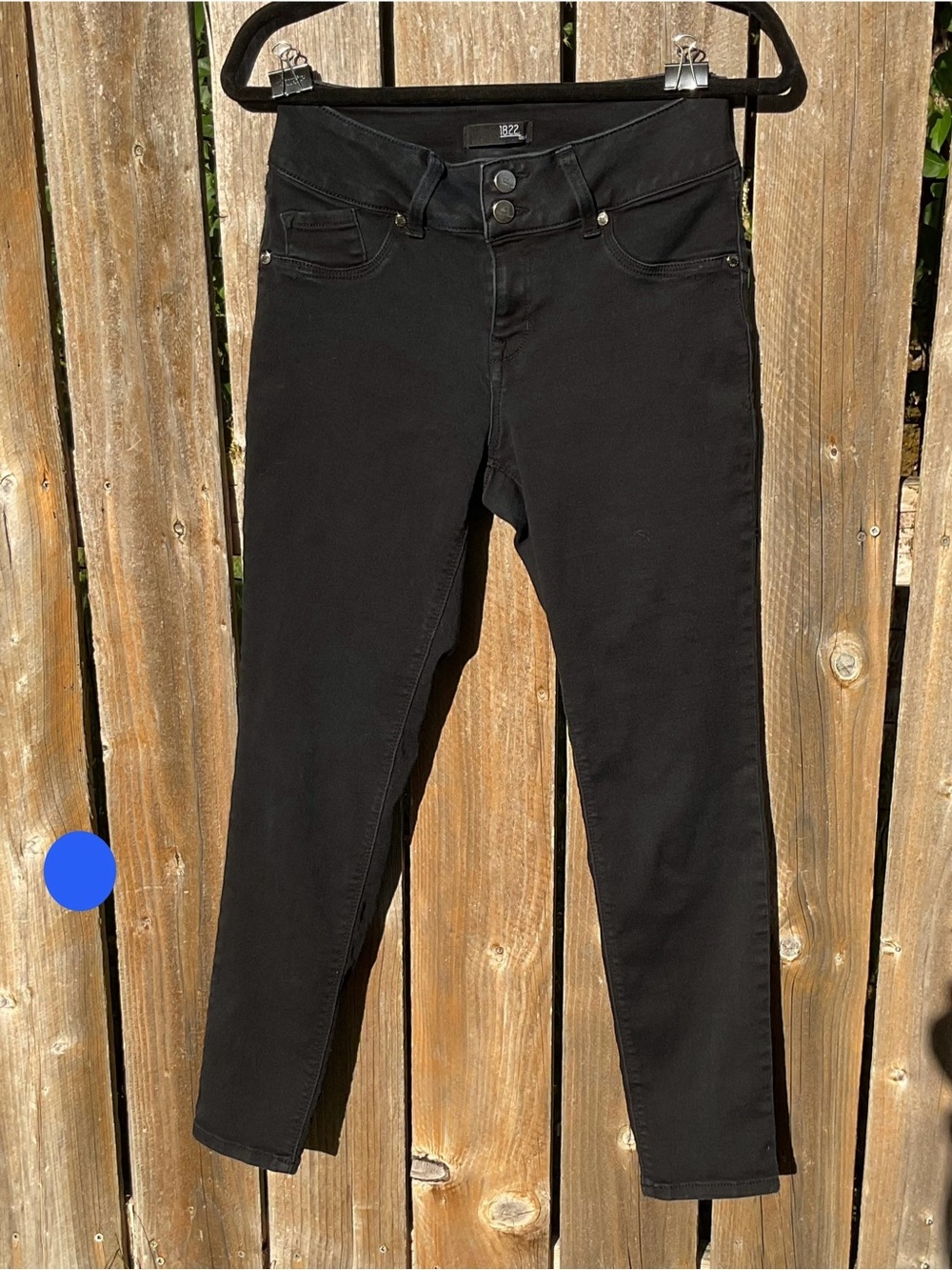 1822 Denim Black Skinny Jeans Womens Size 10 Mid Rise Double Button Stretch